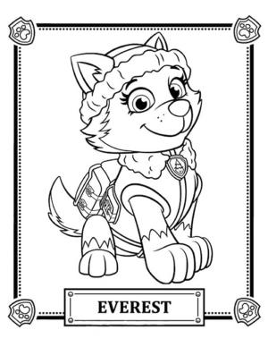 Everest Paw Patrol boyama sayfası,  coloring page, Tatlı Everest Paw Patrol, 