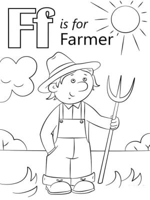 F Harfi boyama sayfası,  coloring page, Çiftçi Harfi F, 