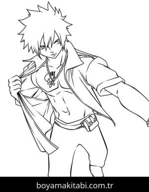 Fairy Tail boyama sayfası – sevimli karakter, sanatsal çalışma