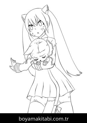 Fairy Tail boyama sayfası – çizgi film temalı, basit çizim
