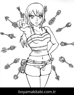 Fairy Tail boyama sayfası – çizgi film temalı, basit çizim