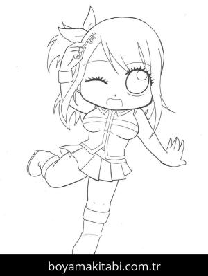 Fairy Tail boyama sayfası – PDF indir, sevimli karakter