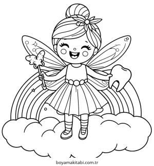 Fairy boyama sayfası – sanatsal çalışma, çocuklar için