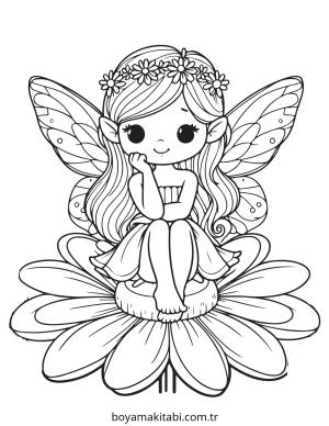 Fairy boyama sayfası – çizgi film temalı, basit çizim