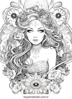 Fairy boyama sayfası – sevimli karakter, sanatsal çalışma