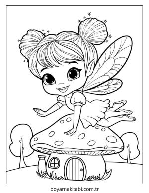 Fairy boyama sayfası – çizgi film temalı, basit çizim