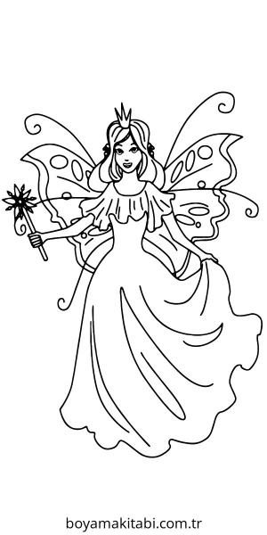 Fairy boyama sayfası – evde etkinlik, ücretsiz yazdır
