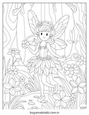 Fairy boyama sayfası – çizgi film temalı, basit çizim