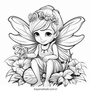 Fairy boyama sayfası – sanatsal çalışma, çocuklar için