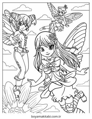 Fairy boyama sayfası – sevimli karakter, sanatsal çalışma