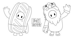 Fall Guys boyama sayfası,  coloring page, Fall Guys Sosisli Sandviç ve Kurt, 