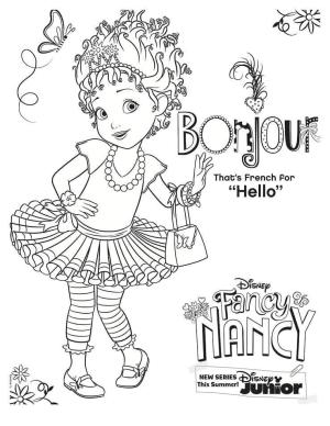 Fancy Nancy boyama sayfası,  coloring page, Bonjour Fantezi Nancy, 