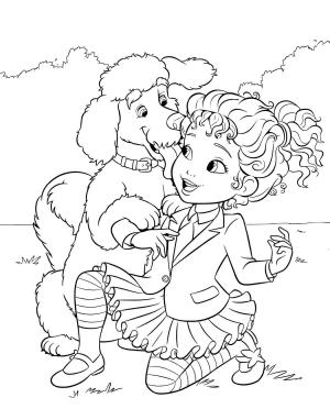 Fancy Nancy boyama sayfası,  coloring page, Bir Köpek ve Süslü Nancy, 