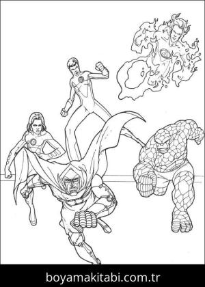Fantastic Four boyama sayfası – boyama çalışması, yaratıcılığı geliştirir