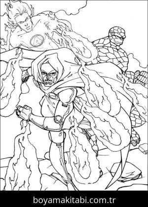 Fantastic Four boyama sayfası – PDF indir, sevimli karakter