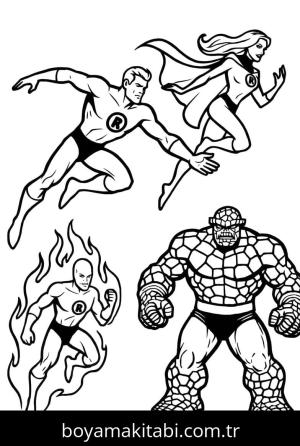 Fantastic Four boyama sayfası – okul öncesi, evde etkinlik