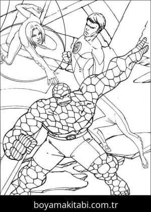 Fantastic Four boyama sayfası – renkli çizimler, okul öncesi