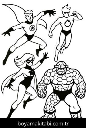Fantastic Four boyama sayfası – evde etkinlik, ücretsiz yazdır