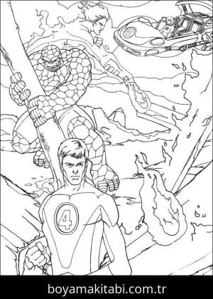 Fantastic Four boyama sayfası – kolay boyama, eğitici aktivite