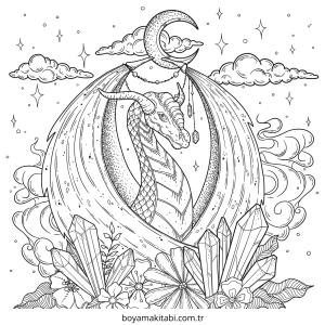 Fantasy Dragon  boyama sayfası – ücretsiz yazdır, boyama etkinliği