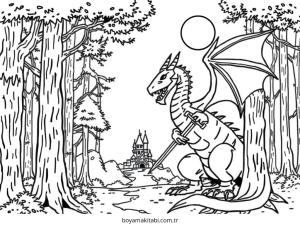 Fantasy Dragon  boyama sayfası – boyama etkinliği, çocuk aktivitesi