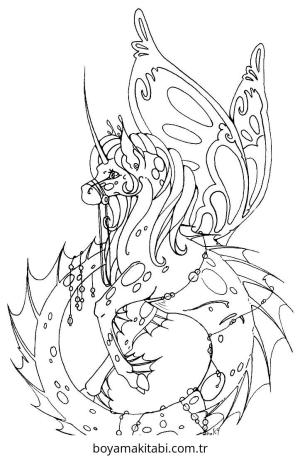 Fantasy Dragon  boyama sayfası – renkli çizimler, okul öncesi