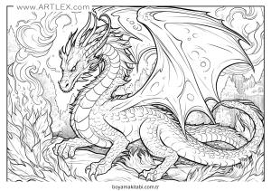 Fantasy Dragon  boyama sayfası – ücretsiz yazdır, boyama etkinliği