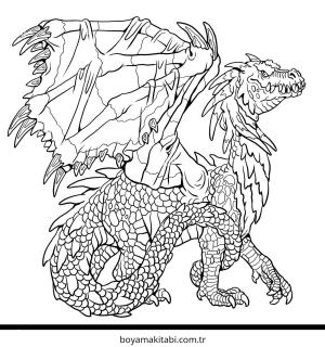 Fantasy Dragon  boyama sayfası – sevimli karakter, sanatsal çalışma