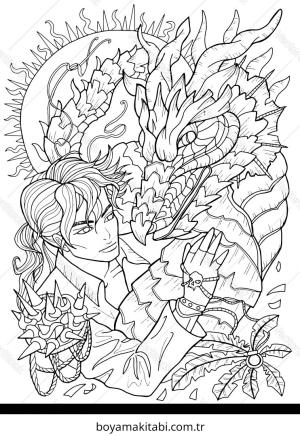 Fantasy Dragon  boyama sayfası – yaratıcılık, eğlenceli etkinlik