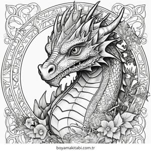 Fantasy Dragon  boyama sayfası – keyifli zaman, renkli çizimler