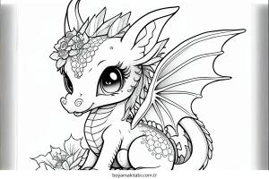 Fantasy Dragon  boyama sayfası – PDF indir, sevimli karakter