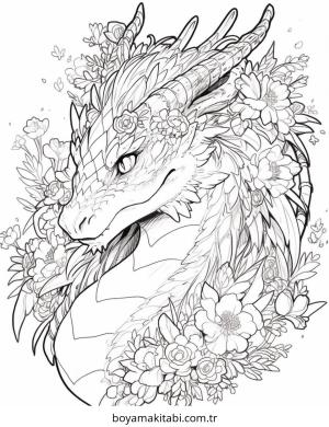 Fantasy Dragon  boyama sayfası – çizgi film temalı, basit çizim