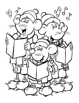 Fare boyama sayfası,  coloring page, Noel Şarkısı Söyleyen Fareler, 