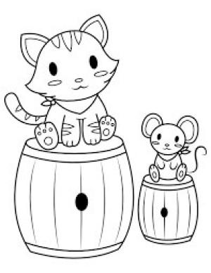 Fare boyama sayfası,  coloring page, Fare ve Kedi, 