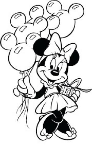 Fare boyama sayfası,  coloring page, Balonlu Minnie Mouse, 