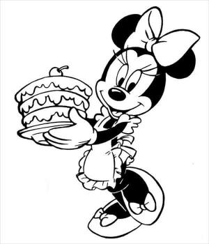 Fare boyama sayfası,  coloring page, Doğum Günü Pastalı Minnie Mouse, 