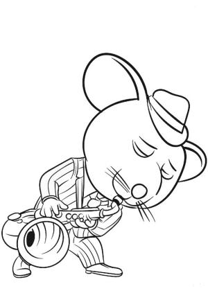 Fare boyama sayfası,  coloring page, Saksafon çalan Fare, 