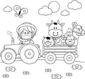 Çiftlik boyama sayfası,  coloring page, Hayvanlarla Çiftlik Kızı, 