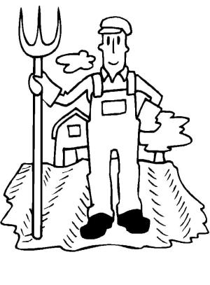 Çiftlik boyama sayfası,  coloring page, Çiftlikte Çiftçi Çizimi, 