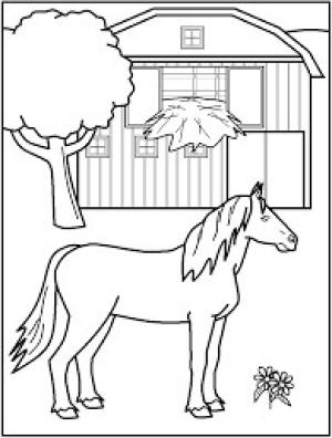 Çiftlik boyama sayfası,  coloring page, Çiftlikte At, 