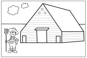 Çiftlik boyama sayfası,  coloring page, Çiftçi ve Evi, 