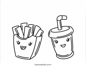 Fast Food boyama sayfası – el becerilerini geliştirir, boyama çalışması