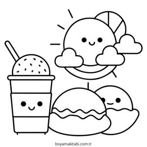 Fast Food boyama sayfası – boyama çalışması, yaratıcılığı geliştirir