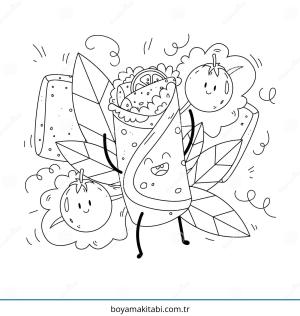 Fast Food boyama sayfası – PDF indir, sevimli karakter