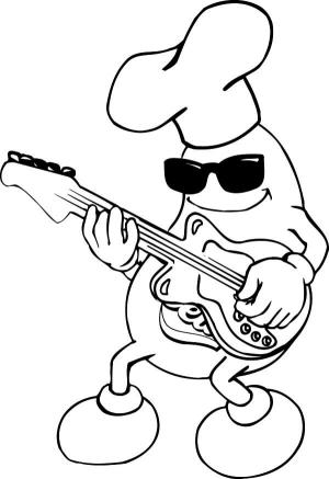 Fasulye boyama sayfası,  coloring page, Fasulye Gitar çalmak, 