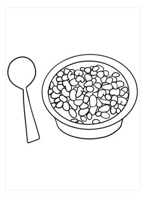 Fasulye boyama sayfası,  coloring page, Kaşık ve Fasulye Tabağı, 