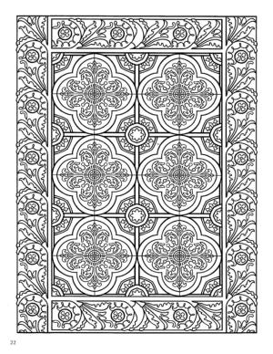 Fayans boyama sayfası,  coloring page, Dover Dekoratif Karo, 