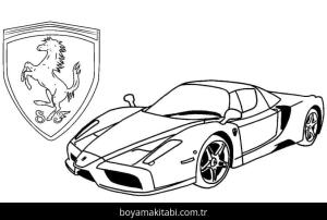 Ferrari boyama sayfası – çizgi film temalı, basit çizim