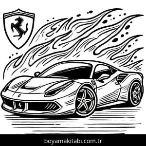 Ferrari boyama sayfası – basit çizim, kolay boyama