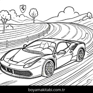 Ferrari boyama sayfası – yaratıcılığı geliştirir, keyifli zaman